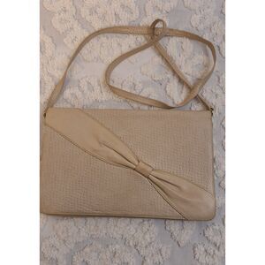 VINTAGE PERUZZI FLORENCE MADE IN ITALY 90'S CREAM LEATHER SHOULDER CROSSBODY BAG